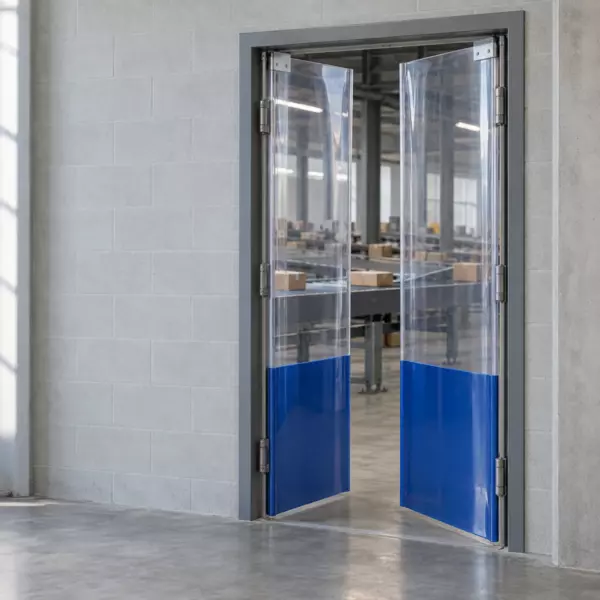Маятниковая распашная двустворчатая эластичная дверь из ПВХ 240*140