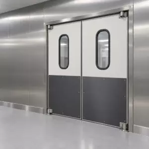 Жесткая маятниковая распашная дверь двустворчатая из сэндвич панелей 200*220